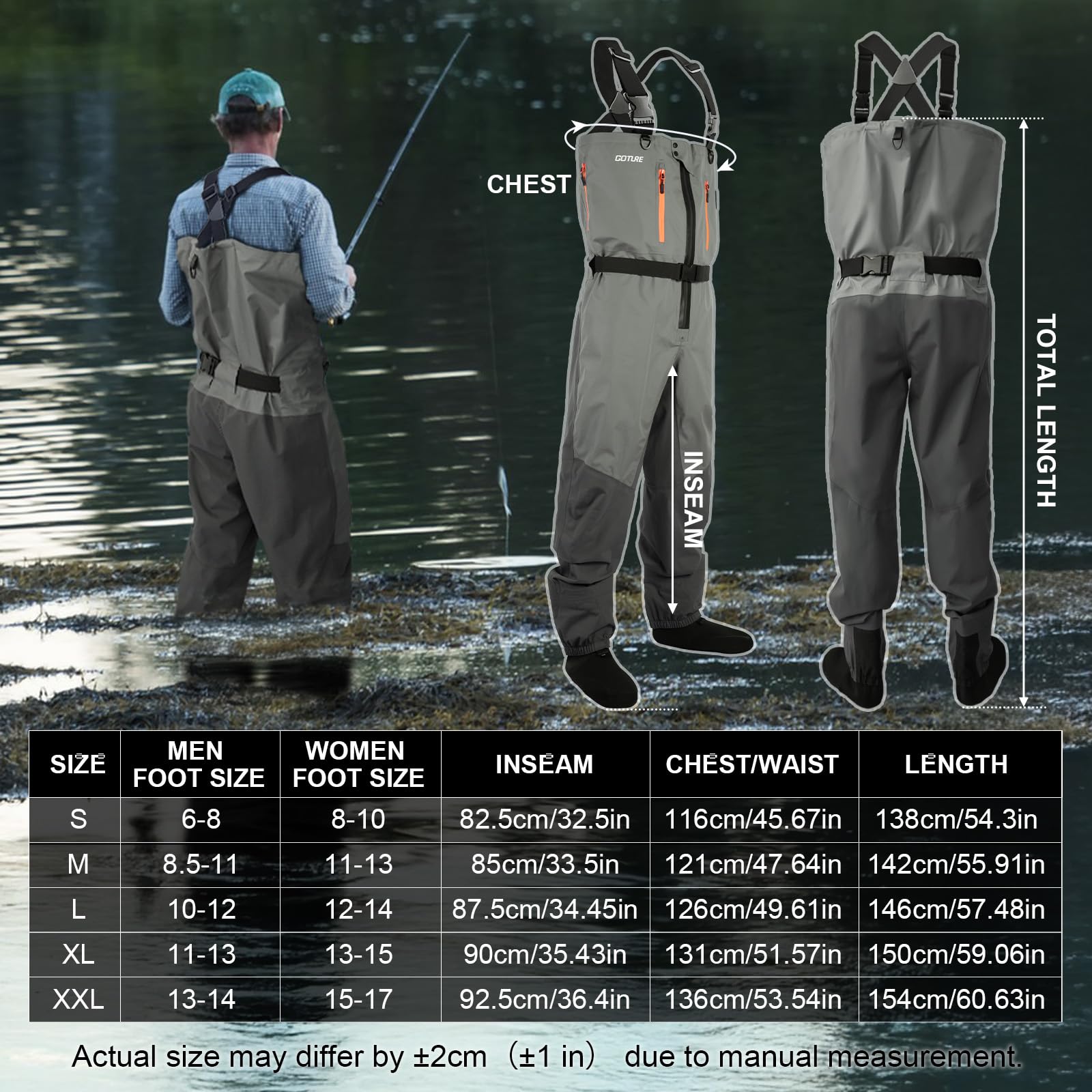 Goture 5-Layer Waterproof Fish - Fishing Waders 评论和价格