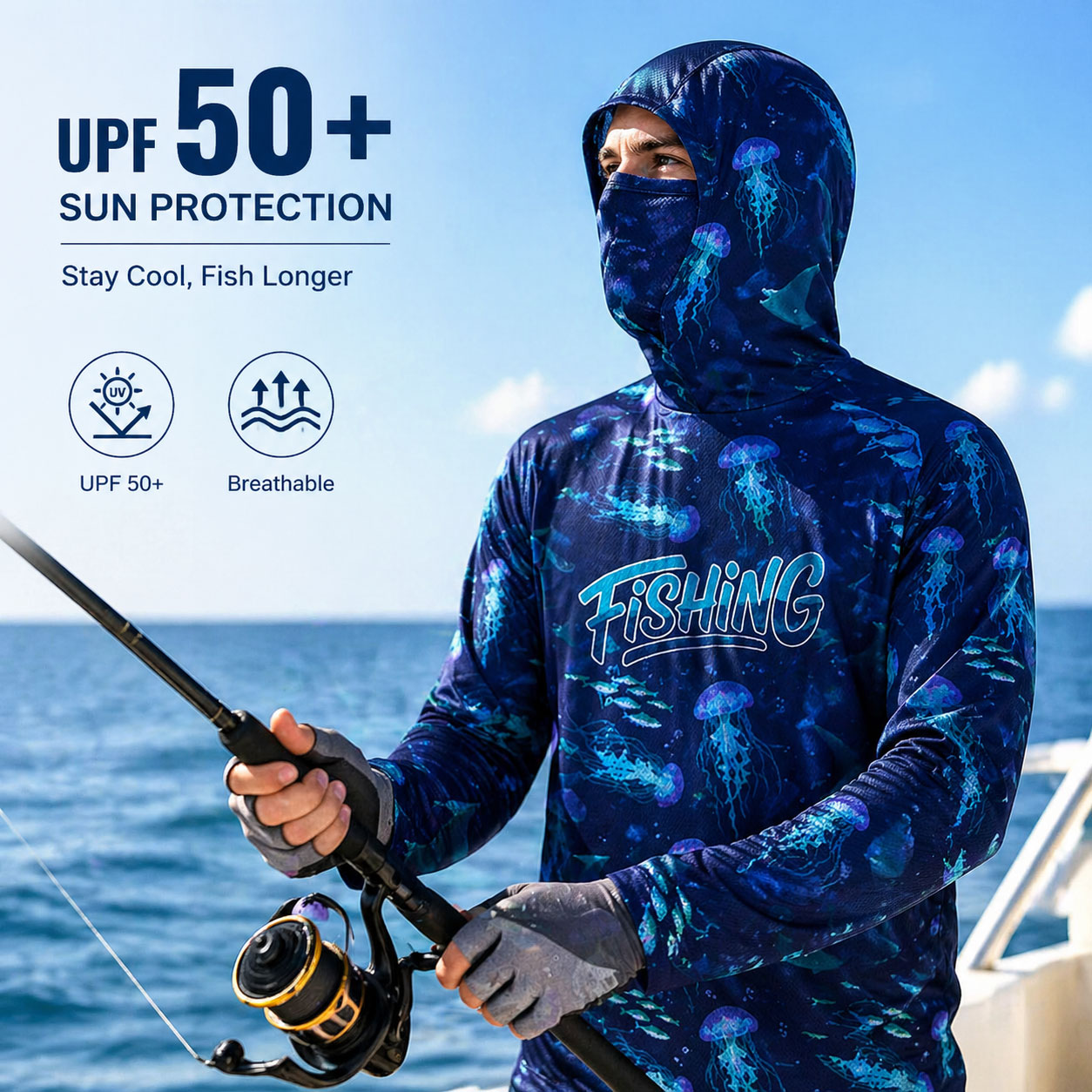 Fishing Hood Riding Tops Wear  - Fishing Hoodie 评论和价格